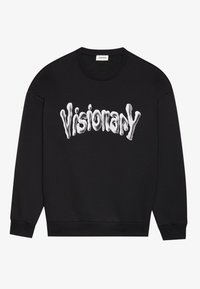 Svart hettegenser med en stor "Visionary" grafikk i uregelmessig hvit skrift. Enkel rund hals og lange ermer med ribbestrikkede mansjetter.