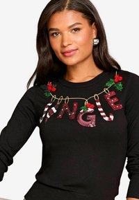 Lipsy CHRITMAS SLOGAN CREW NECK- REGULAR FIT - Maglione - black jingle