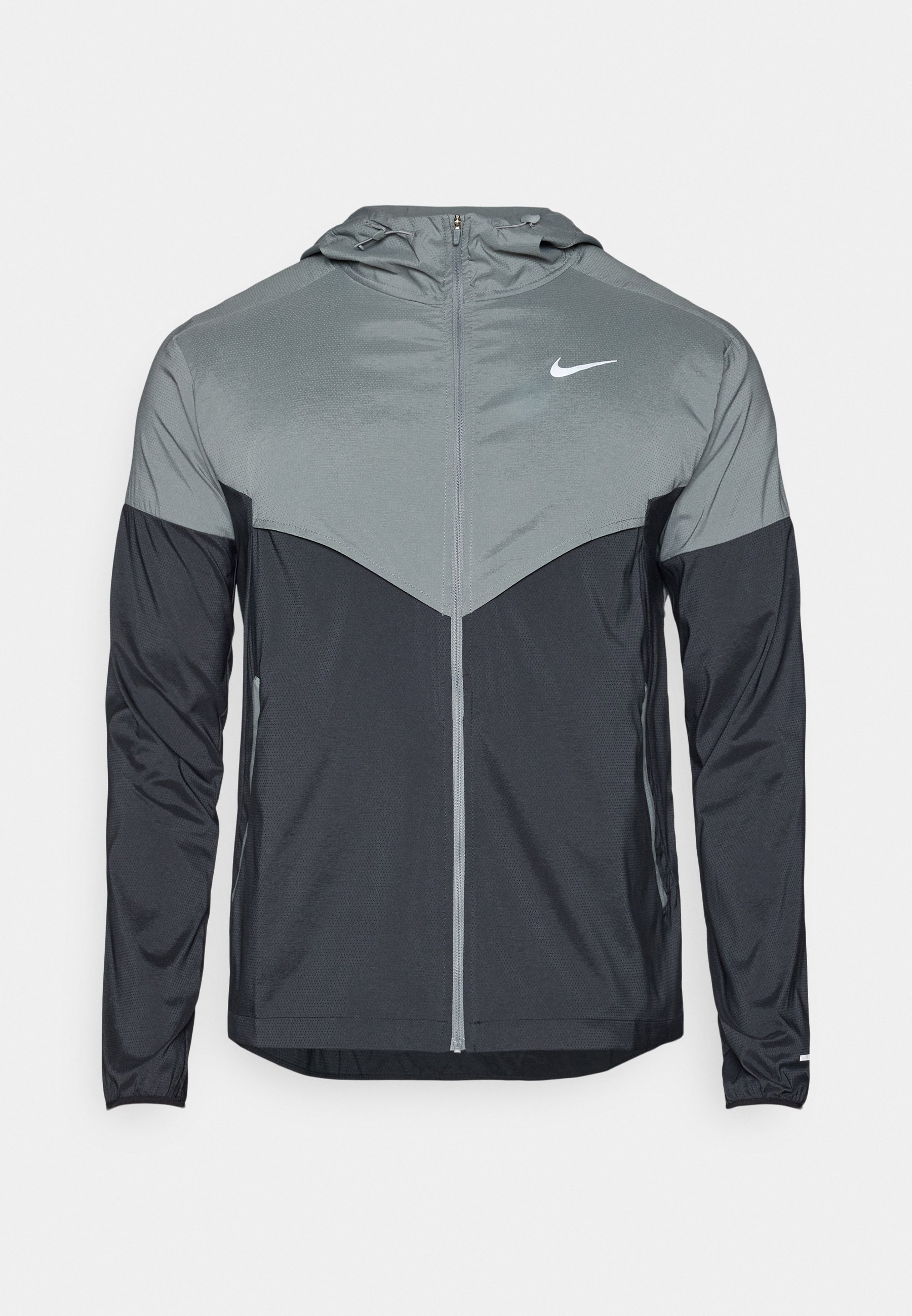 black white and gray nike windrunner