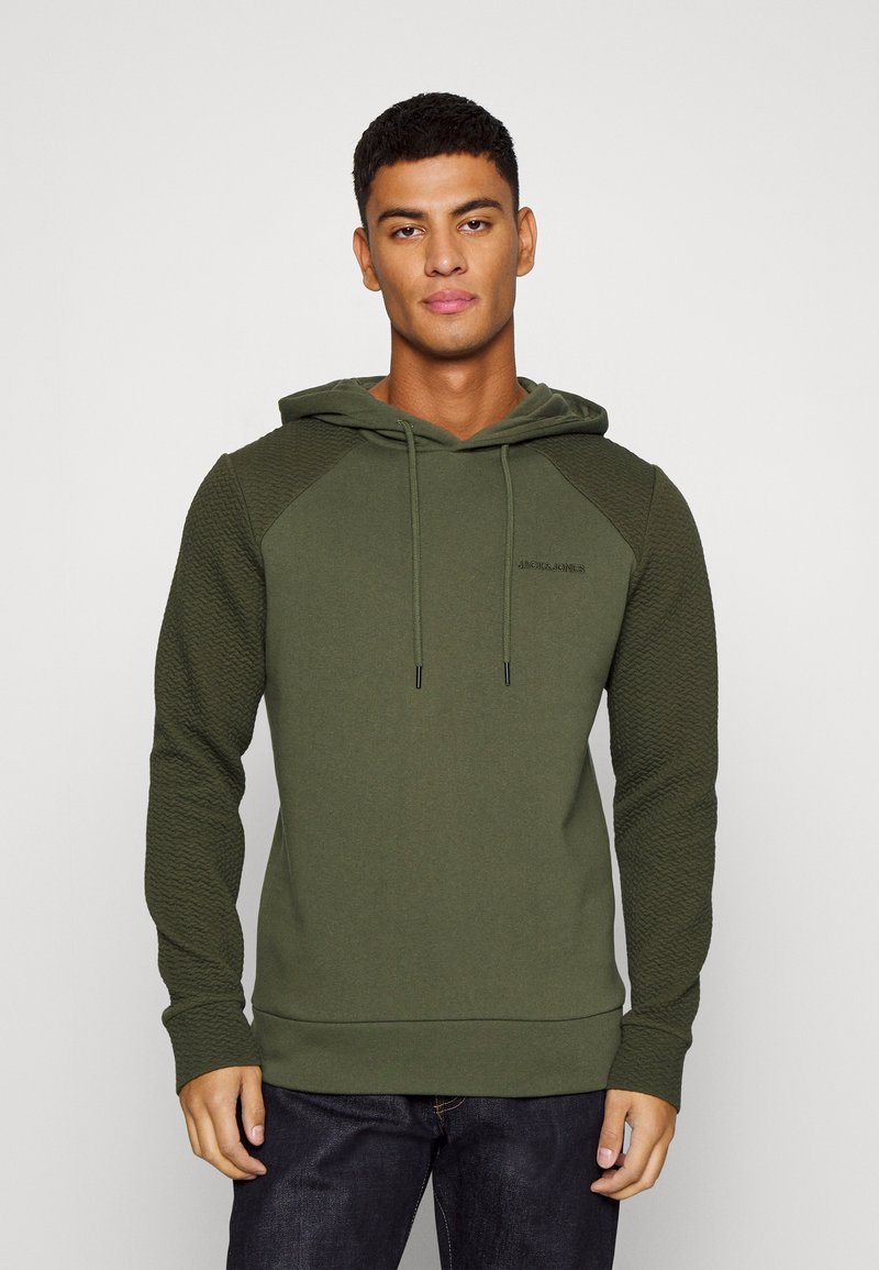 Jack & Jones JCOSTAPLE QUILT HOOD Sweat à capuche forest night