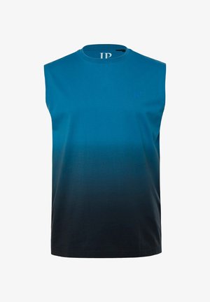 Ärmelloses Crewneck-Top mit blauem bis dunkelblauem Verlauf und kleinem "JP"-Logo auf der Brust, schlichtes Design.