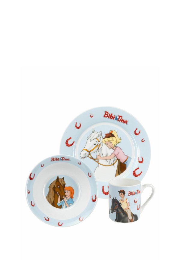 BIBI TINA FRÜHSTÜCKSSET PFERDE - Kinder Geschirrset - blau
