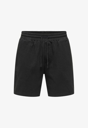 Shorts décontractés noirs avec taille élastique et cordon de serrage, dotés de poches latérales et d'une coupe décontractée.