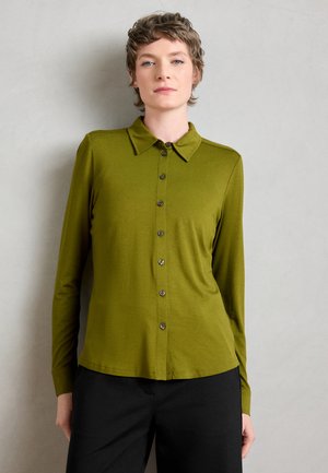 BLOUSE LONG SLEEVE COLLAR BUTTON PLACKET - Nööpidega pluus - deep pea