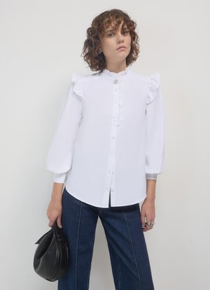 Calliope FRILL BOTTONE GIOIELLO - Button-down blouse - bianco ottico