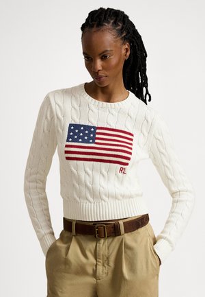FLAG SHRUNKEN CABLE COTTON SWEATER - Jumper - ceramic white