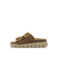 LION - Mules à talons - suede avellana