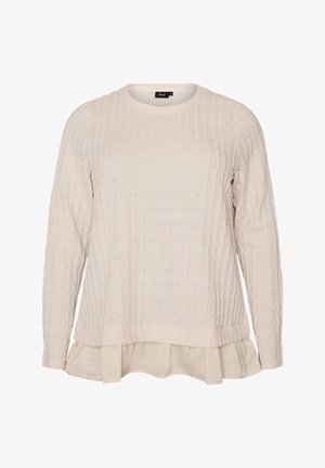 Zizzi, STRUKTURIERTE BLUSE MIT RÜSCHENSAUM - Πουλόβερ - vanille
