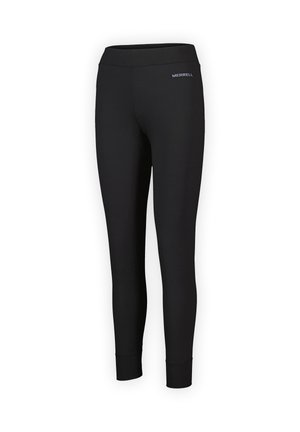 Leggings neri realizzati in tessuto elasticizzato, con vita alta e vestibilità aderente. Dettaglio logo discreto vicino alla vita.