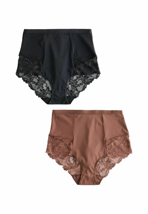 Next, HIGH WAIST BRIEF FIT - TUMMY CONTROL LIGHT SHAPING KNICKERS 2 PACK - Slip - black chocolate nude