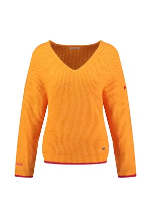 Key Largo, PULLOVER WKN CARO V-NECK - Strickpullover - mandarin