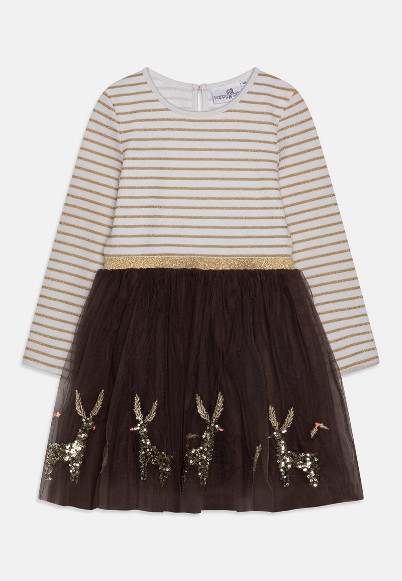 happy girls DRESS DETAILS SKIRT WITH SEQUIN REINDEERS - Vardagsklänning - gold
