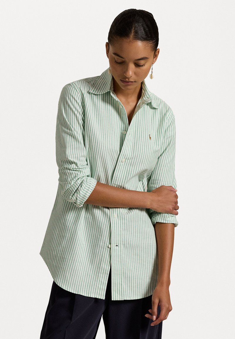 Polo Ralph Lauren - STRETCH SLIM FIT STRIPED OXFORD SHIRT - Skjortebluse - white/green, Forstørre