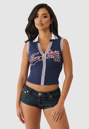 True Religion SPORTY TERRY  - Button-down blouse - dress blue