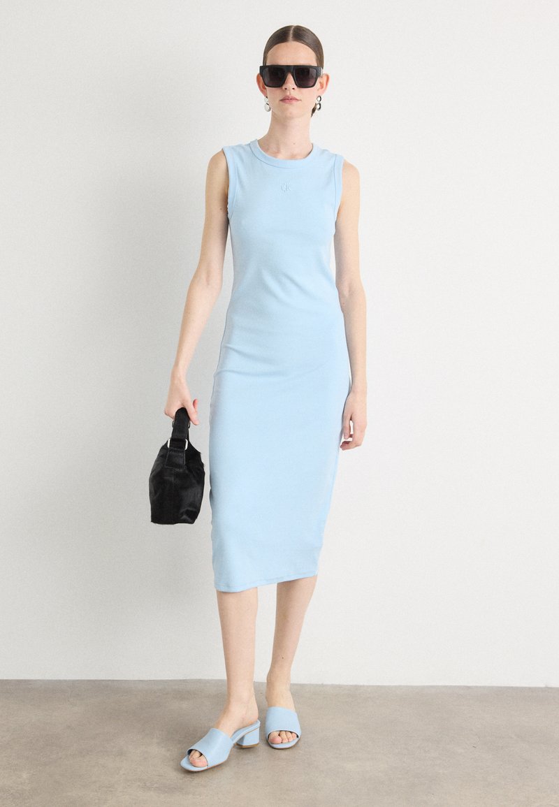 dark blue satin midi dress Audrey Navy Lace Strapless - US 12 Size:W34/32