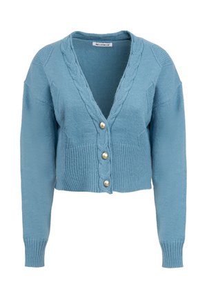 INFLUENCER, INFLUENCER CARDIGAN CABLE-STITCH PLACKET CARDIGAN - Vest - aquamarine