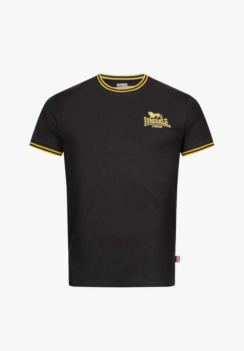 Lonsdale PASSFORM DUCANSBY - Printtipaita - black yellow