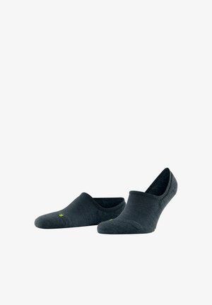 Chaussettes de cheville gris foncé au design discret, fabriquées en matériau doux et extensible. Présentent un logo subtil en vert lime sur chaque chaussette.