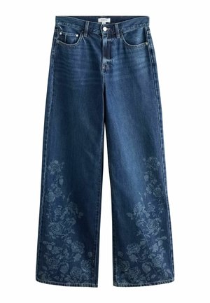 Next, REGULAR FIT - HIGH RISE CITY WIDE LEG JEANS - Wide leg - dark floral embroidered