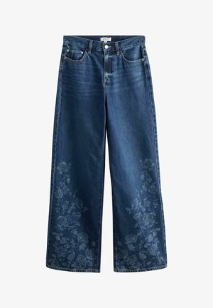 Next, REGULAR FIT - HIGH RISE CITY WIDE LEG JEANS - Wide leg - dark floral embroidered