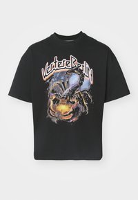 Black graphic t-shirt with short sleeves, featuring a colorful scorpion design and "VertiereBerlin" text in stylized font.