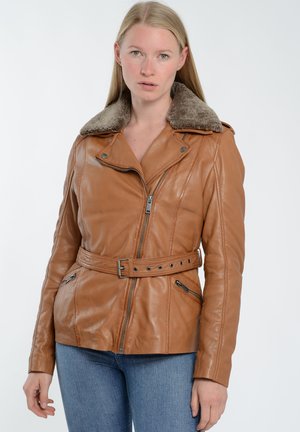 Leather jacket - cognac