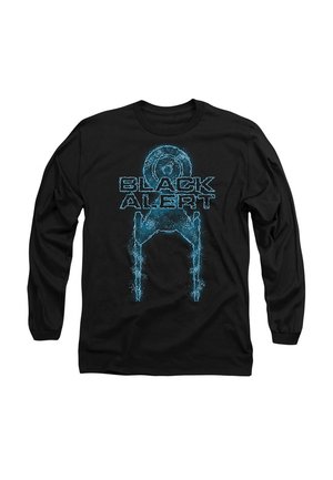 Black long-sleeve t-shirt featuring a blue graphic design with the text "BLACK ALERT" and a stylized starship silhouette.