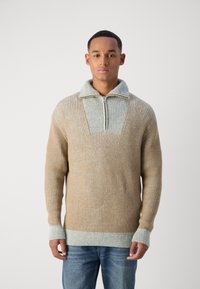 Scotch & Soda ZIP TROYER SWEATER - Pulover - mocha