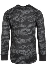 T-shirt z długim rękawem w czarno-szary wzór górski, z okrągłym dekoltem i żebrowanymi mankietami. Wykonana z gładkiego, lekkiego materiału.