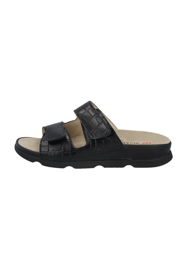 Pantolette flach - schwarz