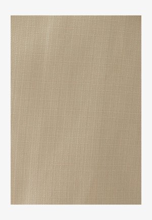 Tissu tissé beige clair avec une surface texturée. Présente un motif en grille avec des coutures fines. Convient pour la tapisserie ou le bricolage.