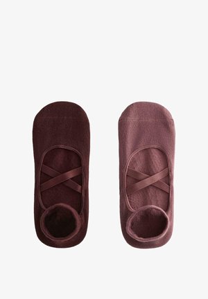 2 PAIRS OF YOGA AND PILATES WITH CROSSOVER STRAPS - Socquettes - mauve