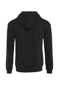 Sweat à capuche noir avec capuche doublée, manches longues et poignets côtelés. Confectionné dans un mélange de coton doux, avec une coupe décontractée et sans logos visibles.