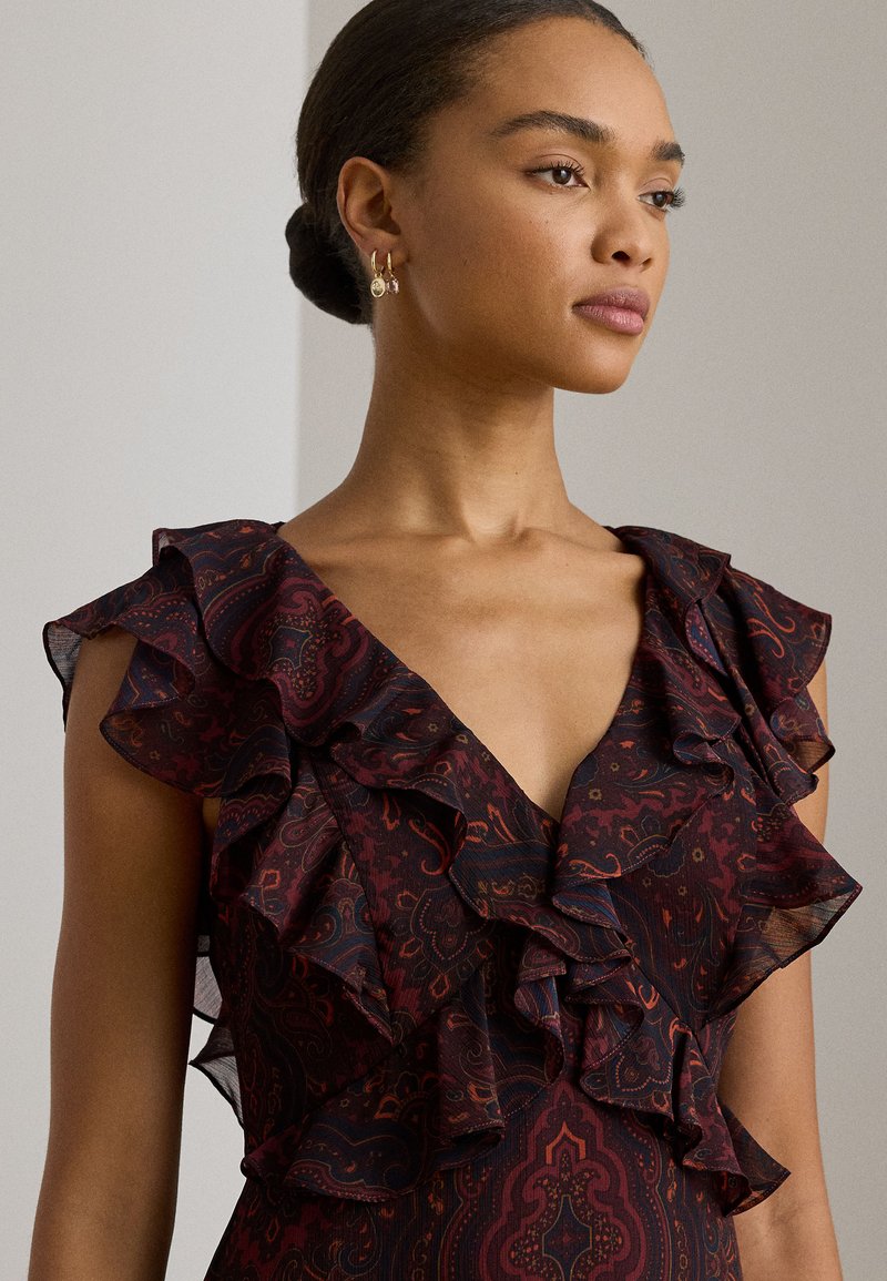 princess polly baby blue dress Calvin Klein | Dresses | Calvin Klein Burgundy And Black Paisley Print  Ruffle Faux Wrap Midi Dress Size4