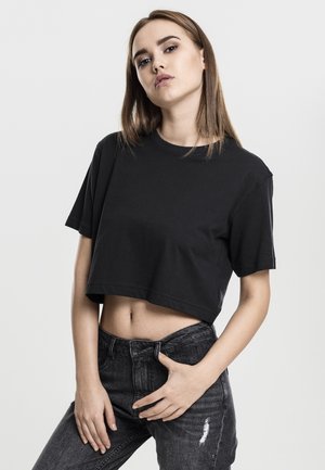 LADIES SHORT OVERSIZED TEE - Basic T-shirt - black