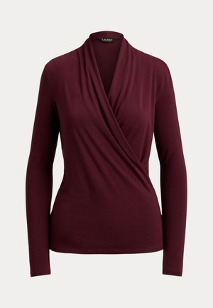 Lauren Ralph Lauren, STRETCH JERSEY SURPLICE TOP - Maglietta a manica lunga - dark garnet