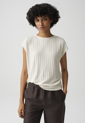 OPUS, RELAXED CLEAN TEXTURED LOOK - Basic T-shirt - natural glaze