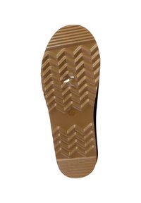 Semelle en caoutchouc avec un motif de bande de roulement en zigzag, couleur marron et bord lisse. Contient le marquage de taille "37" près du centre.