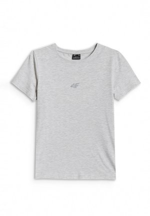 4F, 4F T-SHIRT SLIM GŁADKI DAMSKI - SZARY XXL - T-shirt basic - cold light grey melange