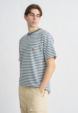 POCKET - Print T-shirt - cozy blue/wax