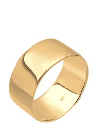Breite Bandring aus poliertem 925 Silber mit einem glatten, geschwungenen Design. Verfügt über eine glänzende goldene Oberfläche. Schlichte und elegante Form.