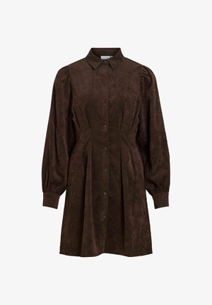 VILA, ETUIKLEID VICORDU CORDUROY - Robe chemise - coffee bean