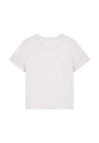 Grijze T-shirt met korte mouwen gemaakt van zachte stof. Kenmerkt zich door een klassieke ronde halslijn en een effen, gladde textuur zonder enige patronen.