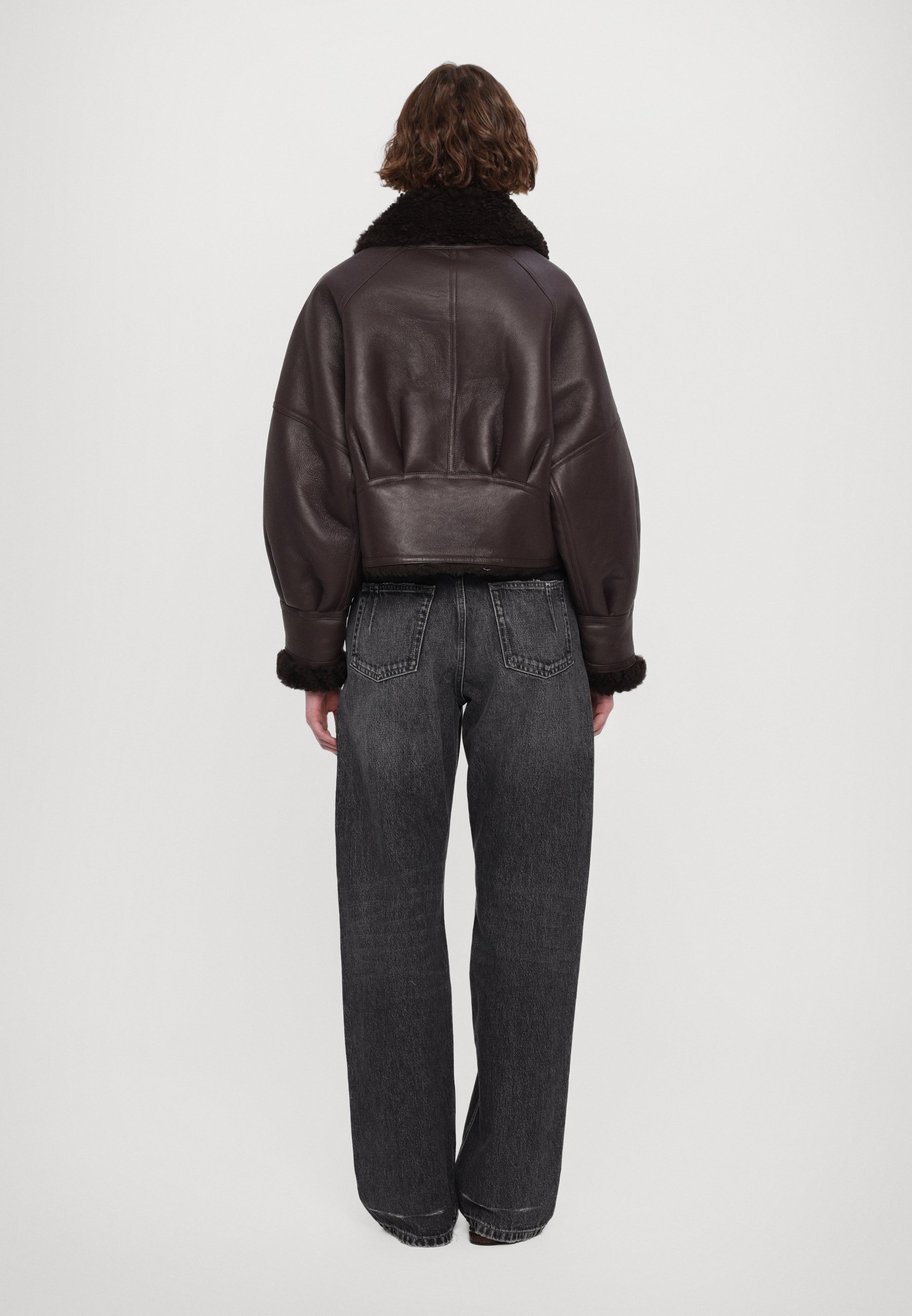 Shoreditch Ski Club Leather jacket - conker brown/burgundy