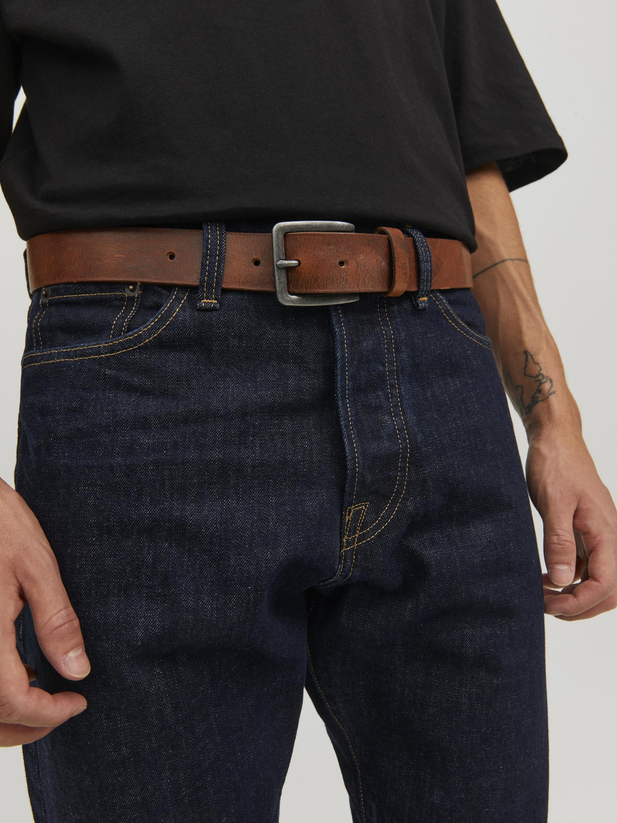 JACK & JONES Cintura In Pelle Jacmichael Noos Uomo - Morbida, Resistente, Fibbia Semplice - 5