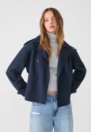 Stradivarius WITH BELT - Lehk bunda - dark blue