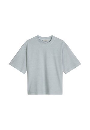 T-shirt a maniche corte color grigio chiaro con scollo a girocollo, vestibilità comoda e un ricamo discreto del logo sul petto a sinistra.