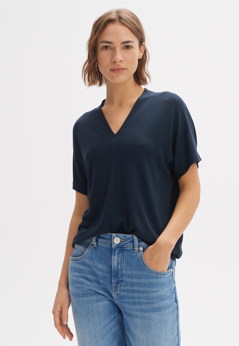 OPUS - KURZARM SAGIE - Basic T-shirt - coal blue, Enlarge