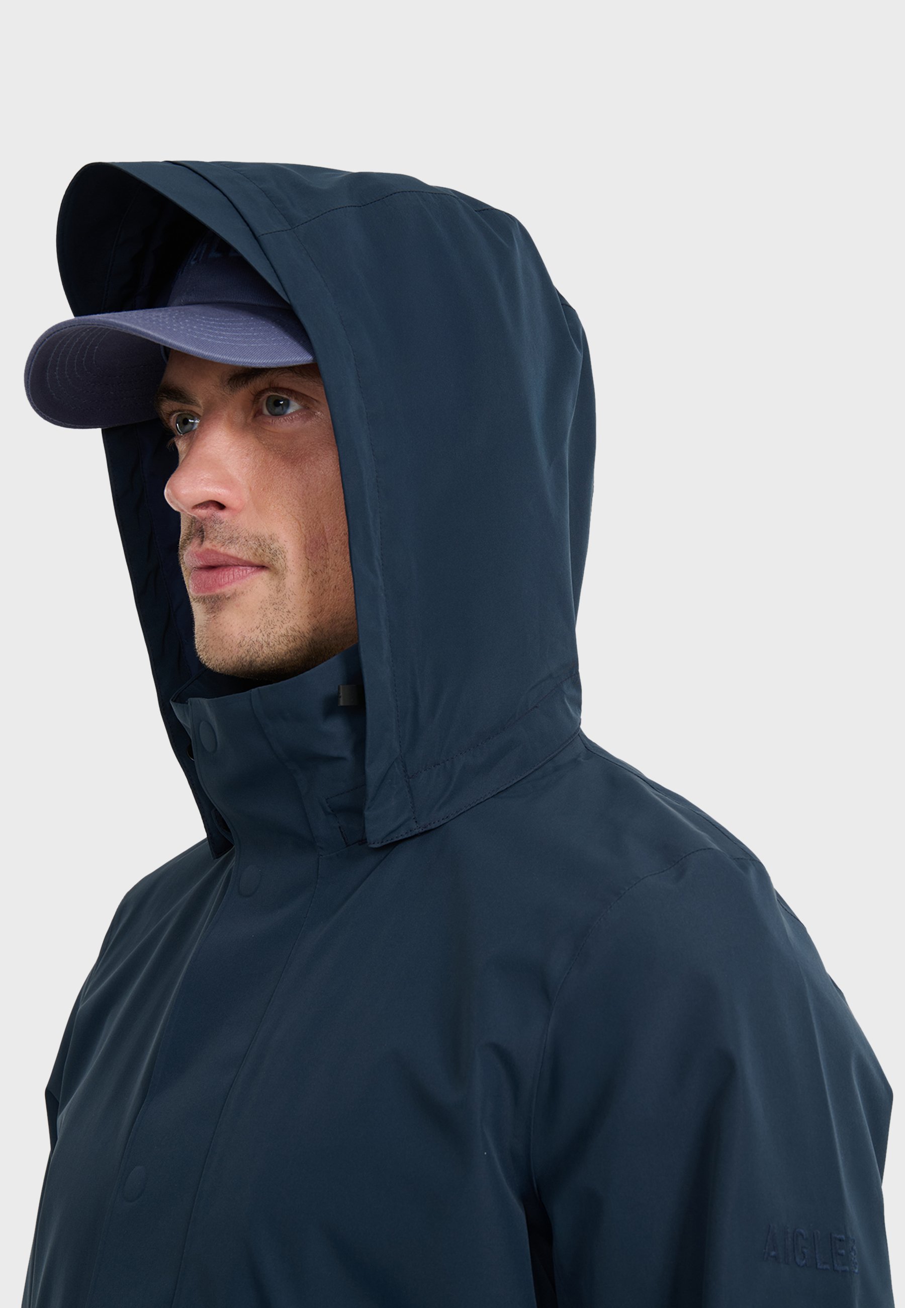 DENIM RAINCOAT AIGLE✖︎BLUE BLUE MTD 2-layer long hooded parka - bleu aigle-storefront-catalog-fr
