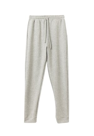 Lichtgrijze sweatpants gemaakt van zachte stof, met een elastische tailleband met een trekkoord, twee zijvakken en geribbelde hems.